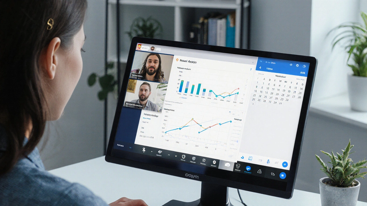 A freelance marketer conducting a virtual Instagram review with a small business owner.