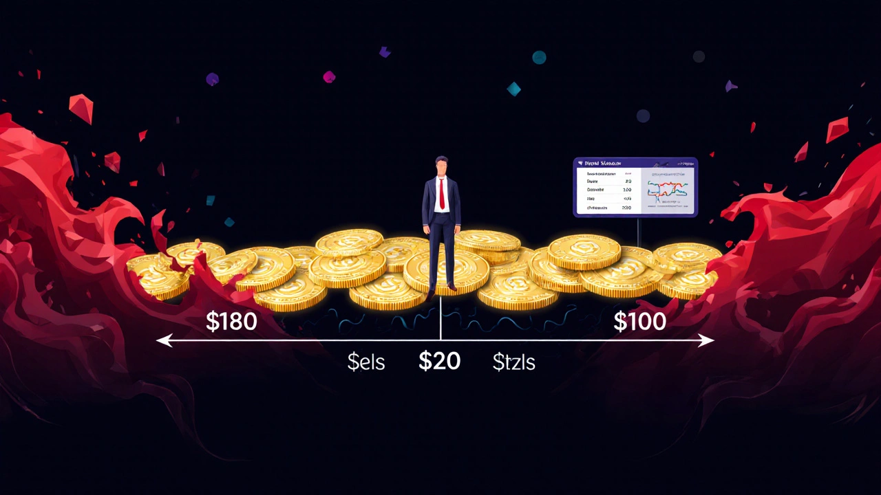 A narrow glowing liquidity range between price points on a chart, with volatile price waves outside, representing concentrated liquidity in Uniswap V3.