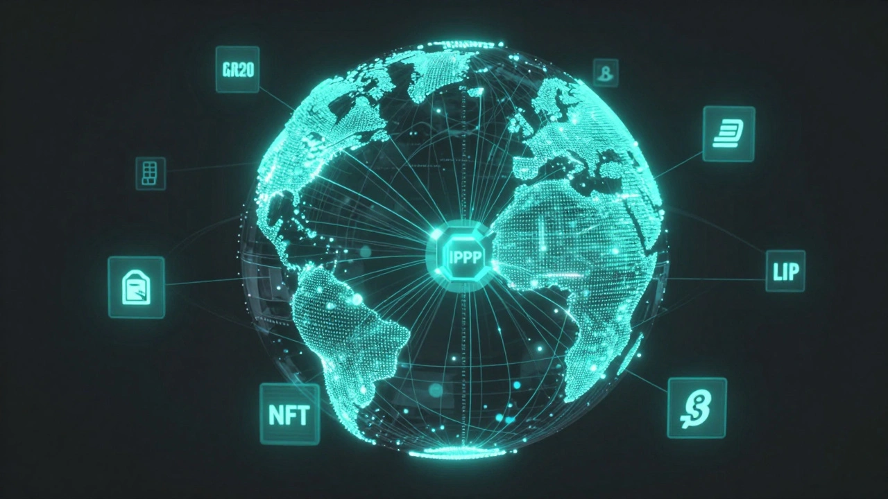 Global network of 7,500 DAOs connected by data streams to a central Snapshot node.