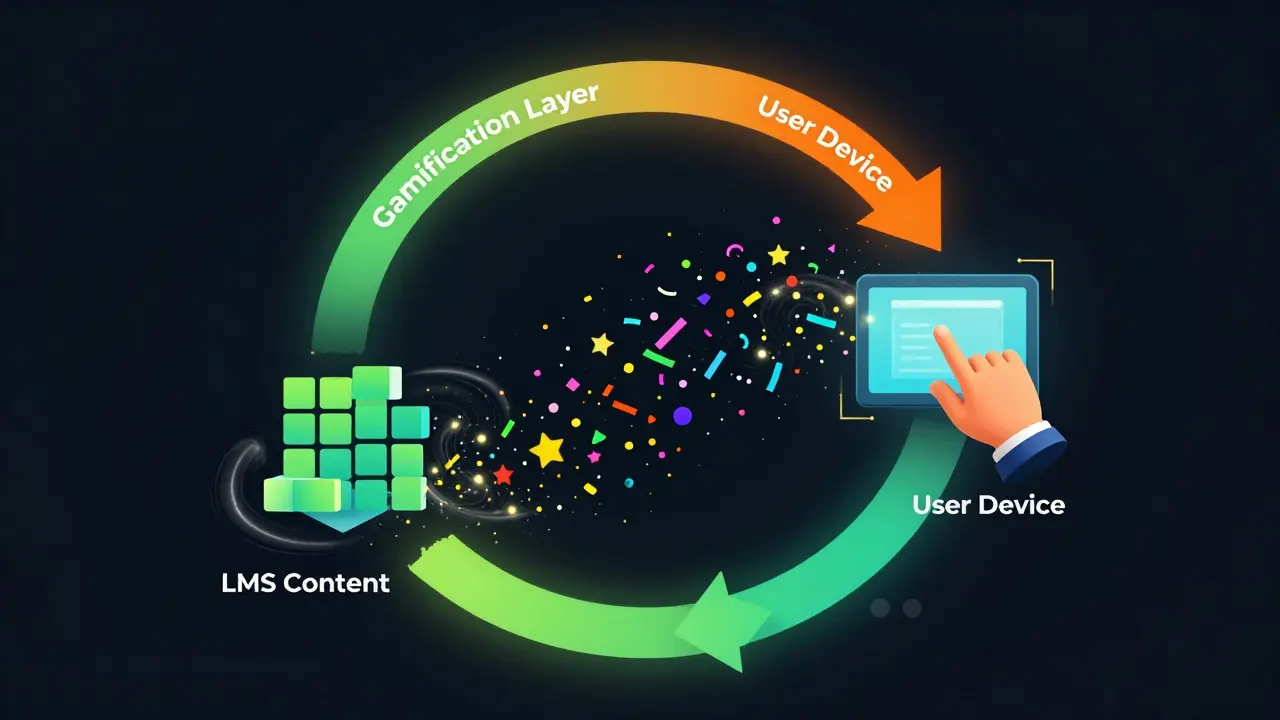 Circular flow diagram illustrating the continuous loop of learning, rewards, and engagement.