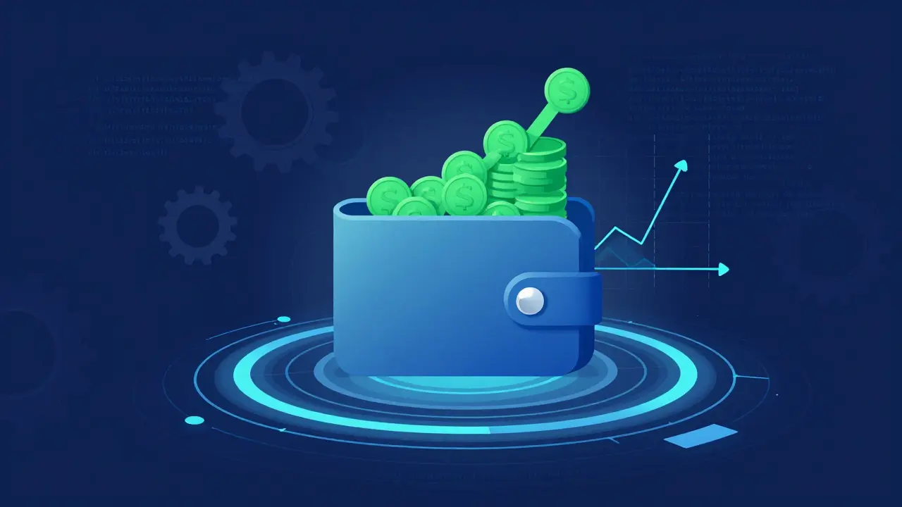 Digital wallet showing stETH tokens multiplying to represent rebasing rewards