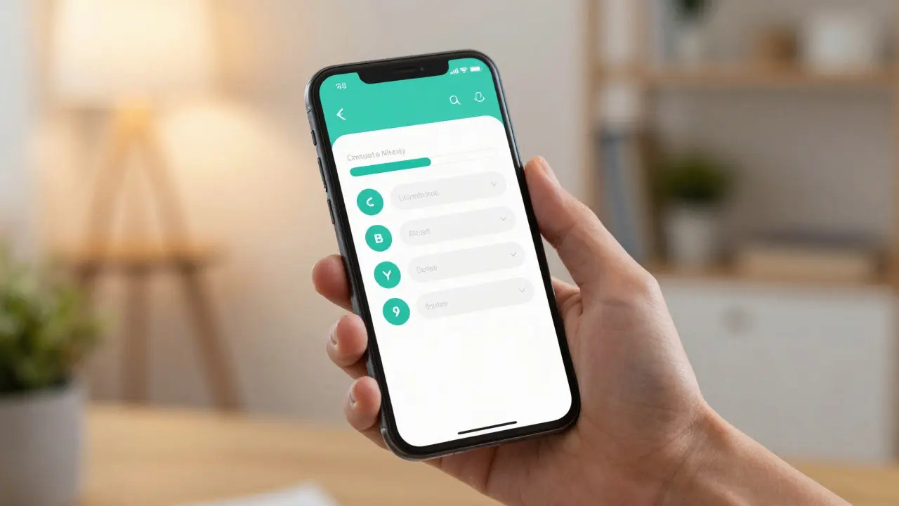 Hand holding phone showing simple, quick survey interface