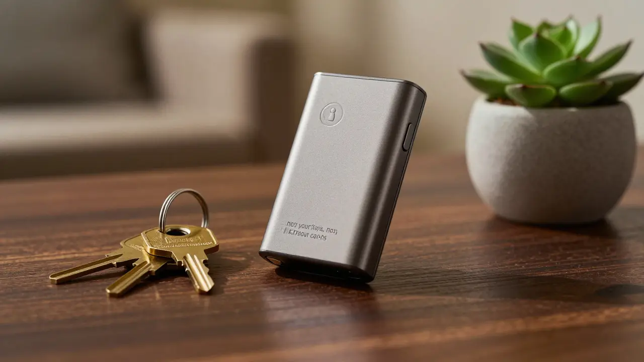 Hardware wallet and keys on a table symbolizing secure custody