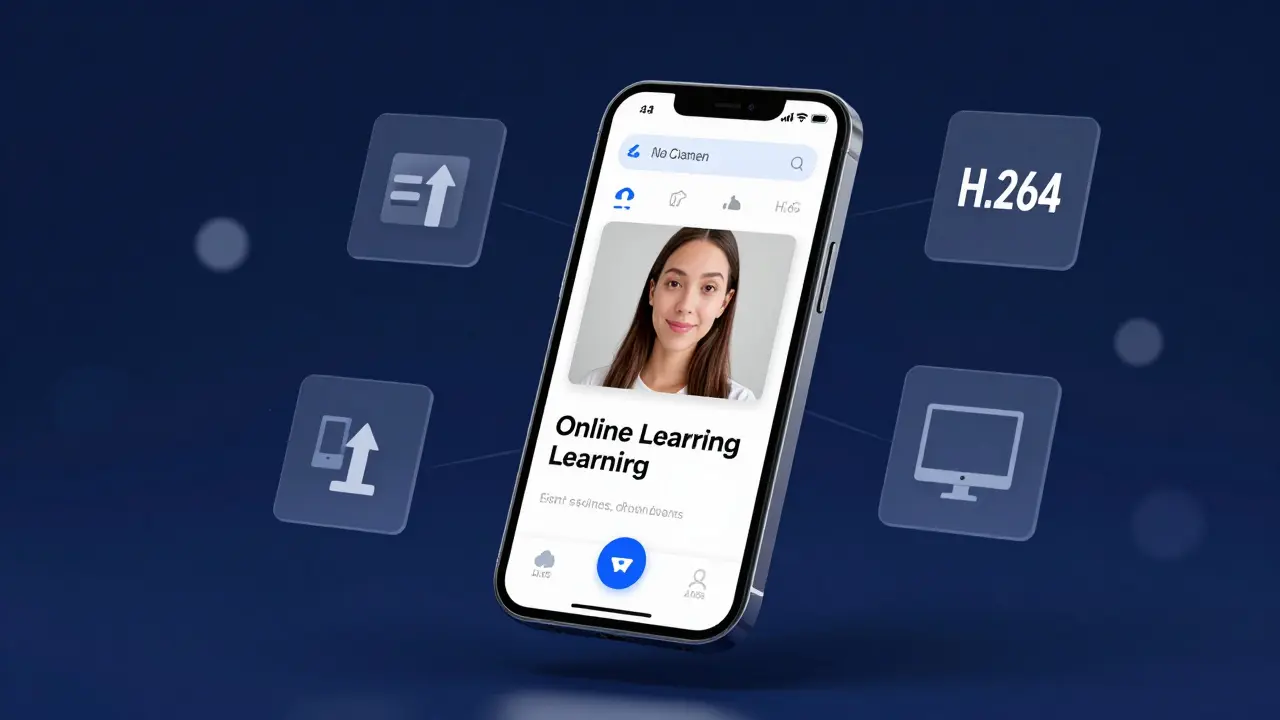 Smartphone displaying optimized course video for mobile learning