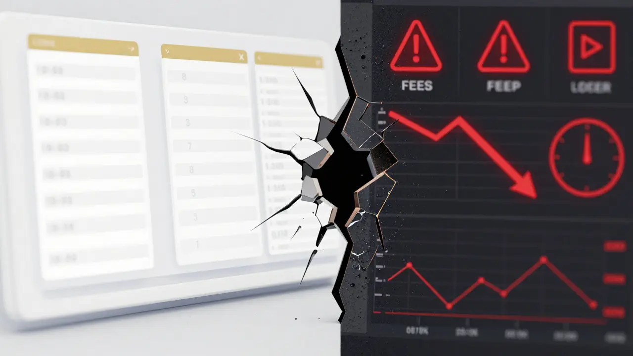 Split image contrasting idealized zero-fee backtesting with realistic live trading including slippage and latency.