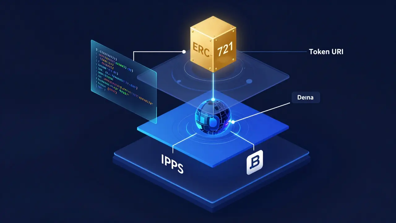 3D visualization of NFT metadata linking to storage