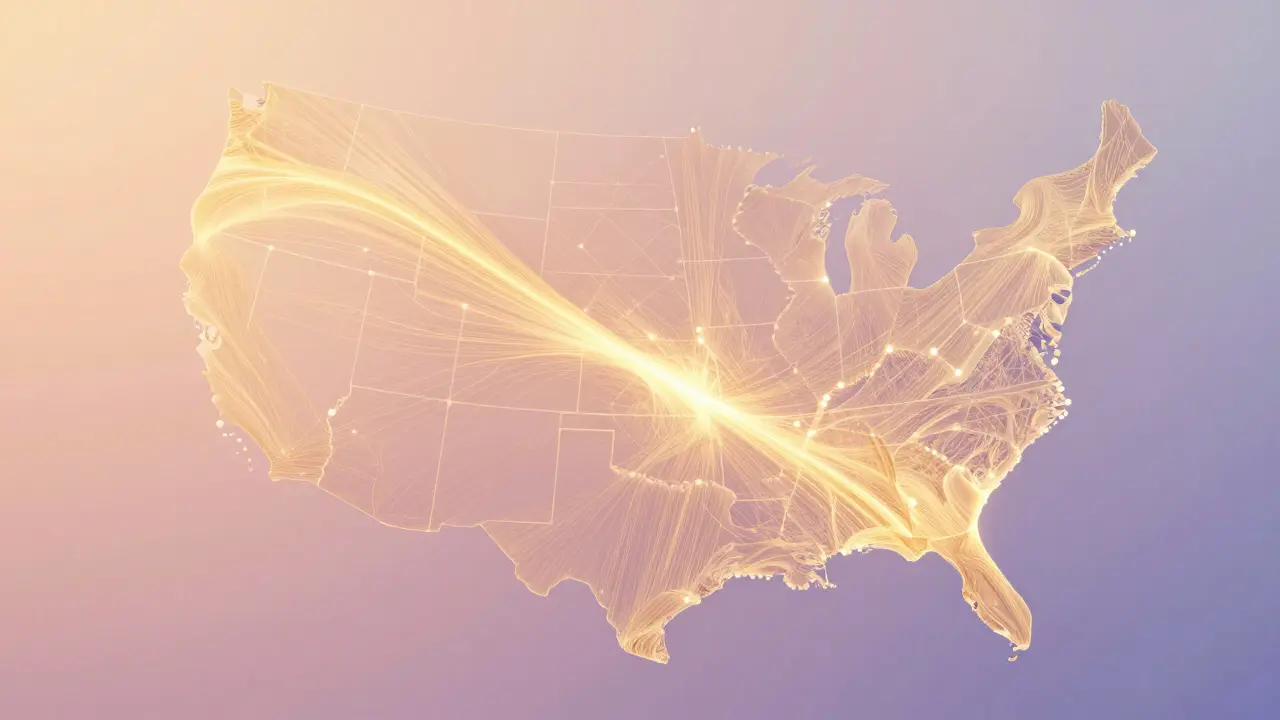 Abstract map showing unified federal crypto regulatory trends