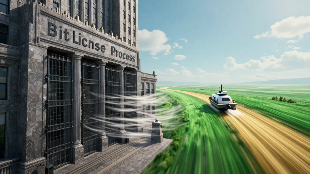 Contrast between difficult NY licensing and fast-track western states