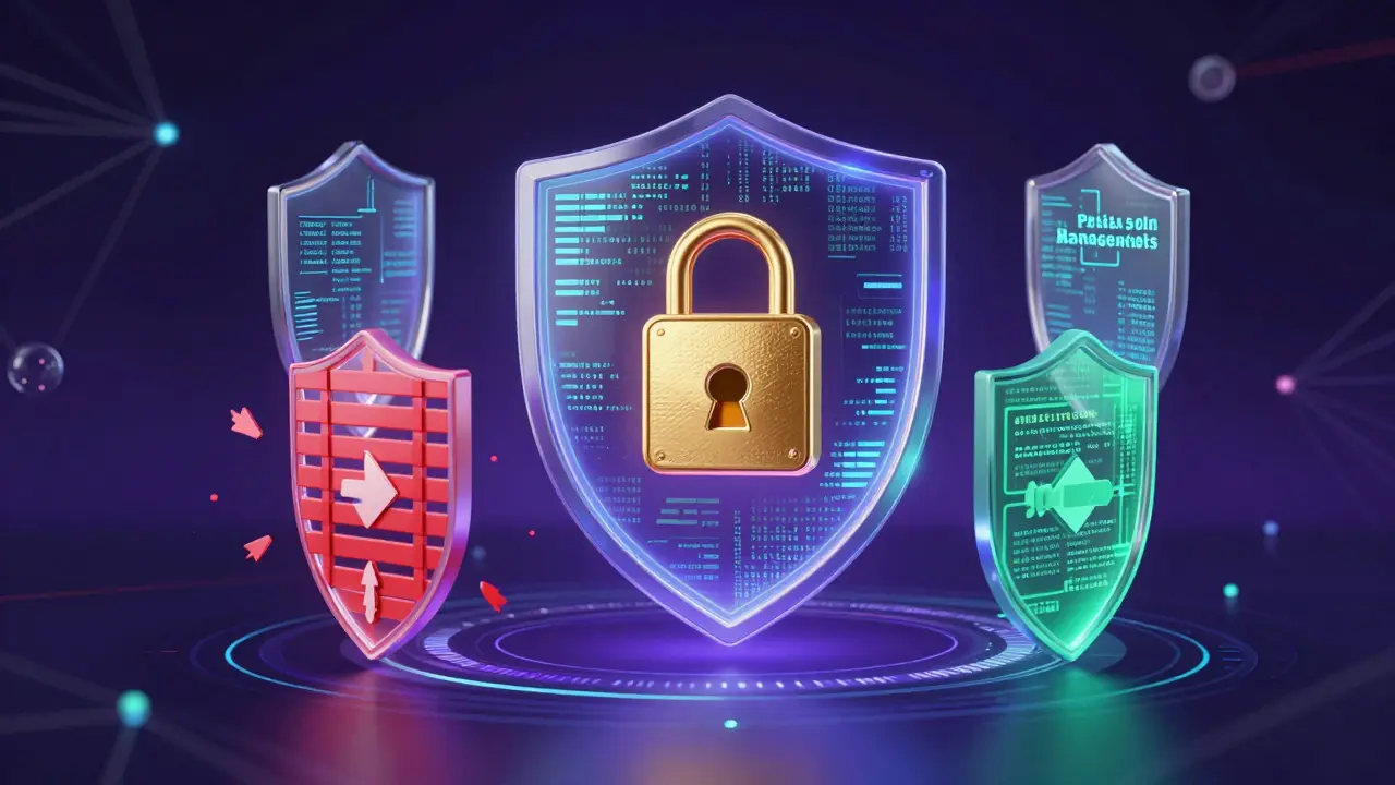 Layered digital shields protecting a central crypto asset