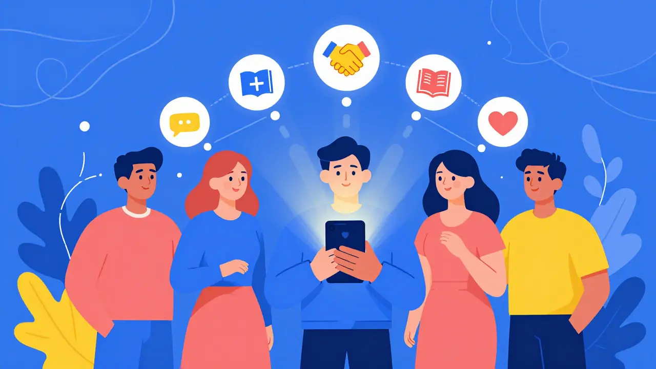 Illustration of social media community building and trust growth