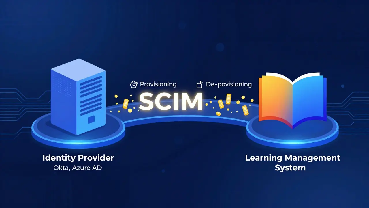 Digital bridge showing seamless data flow between identity provider and LMS.