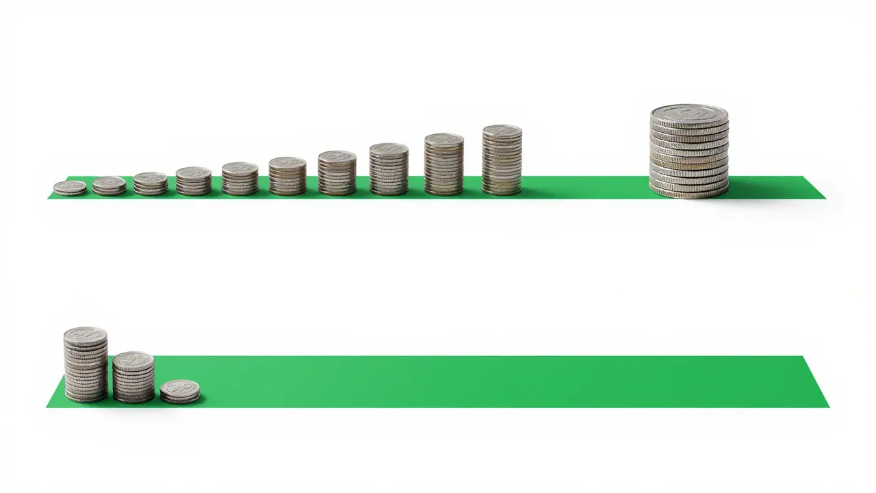 Visual timeline comparing perpetual ETF fees against one-time direct ownership costs.