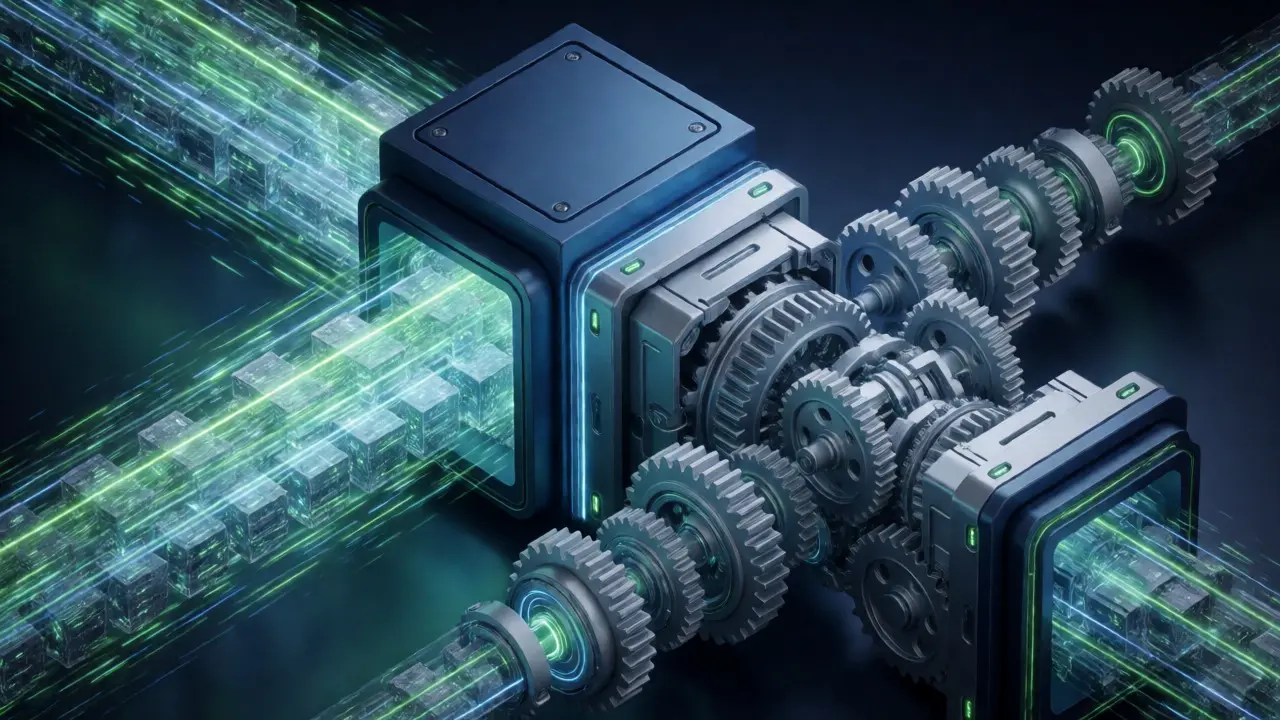 Abstract 3D visualization of efficient server architecture