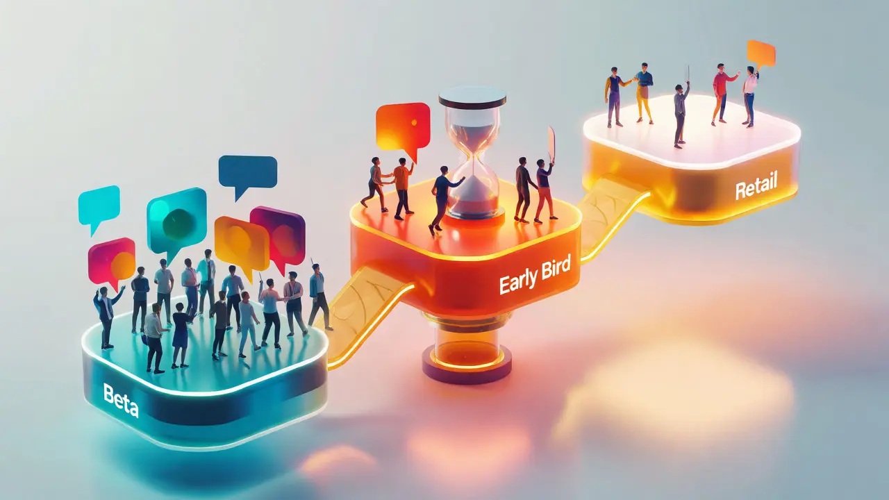 Conceptual 3D funnel showing three stages of course launch pricing strategies.