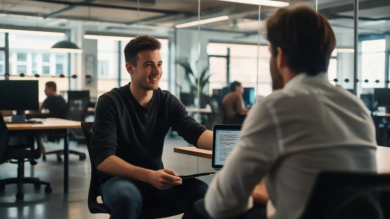 Junior developer interviewing for tech role