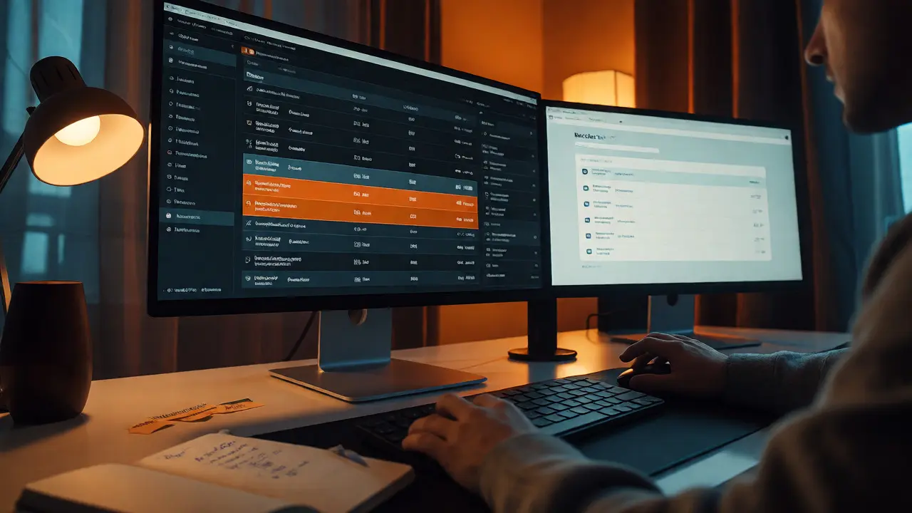 Collector reviewing wallet security dashboard on monitors