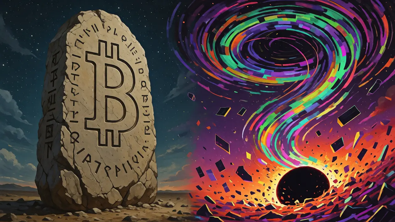 Contrast between a stable stone monolith and a chaotic energy vortex representing token models.