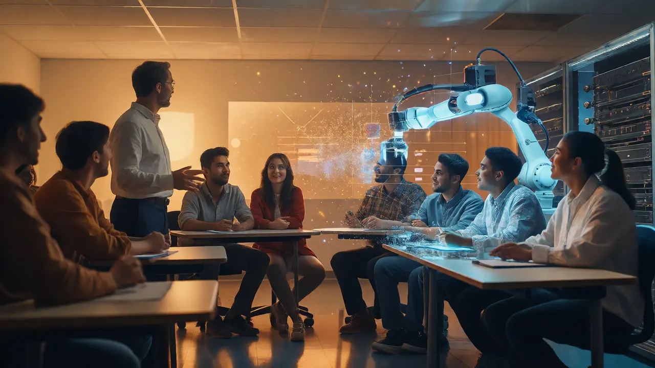 Double exposure of classroom and virtual simulation