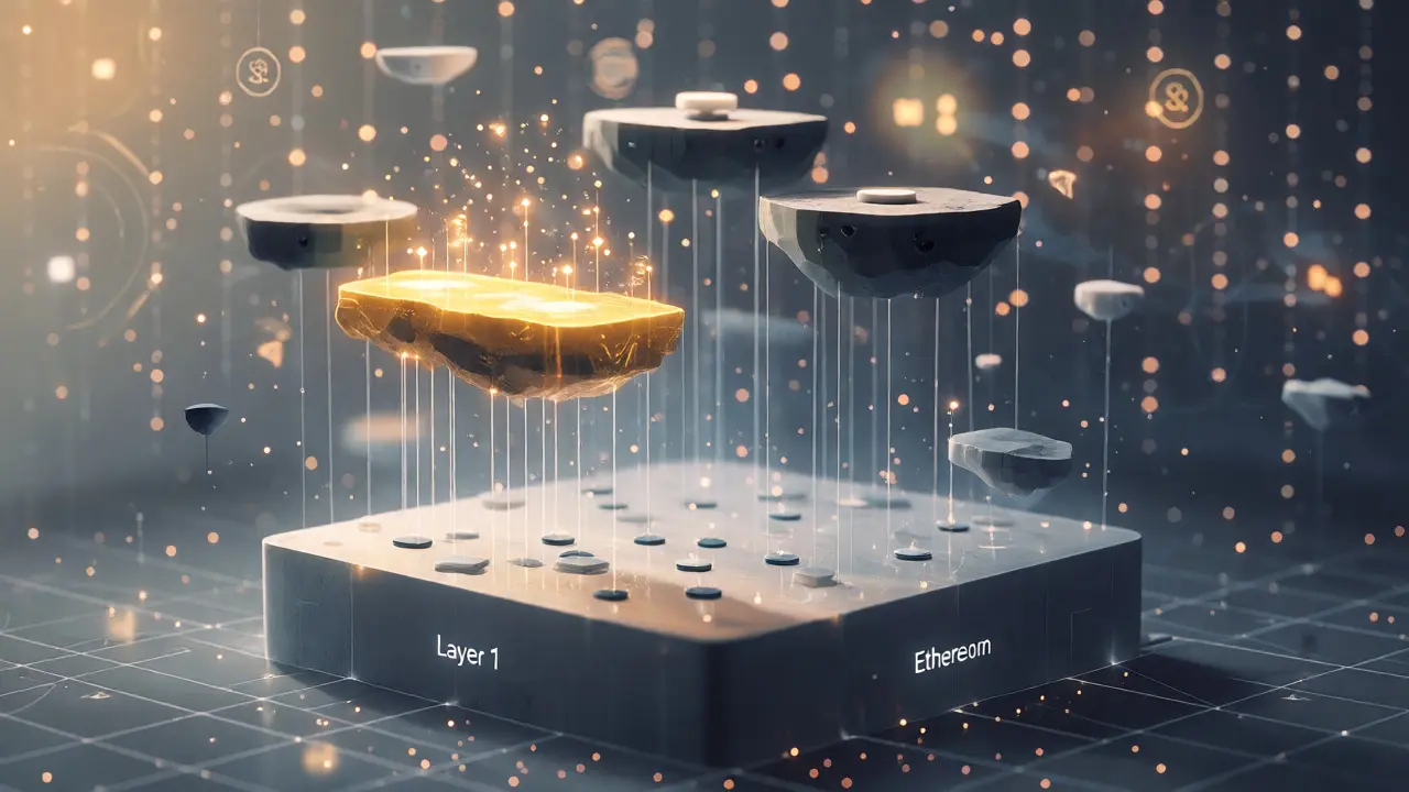 Modular blockchain layers connected by zero-knowledge proof threads