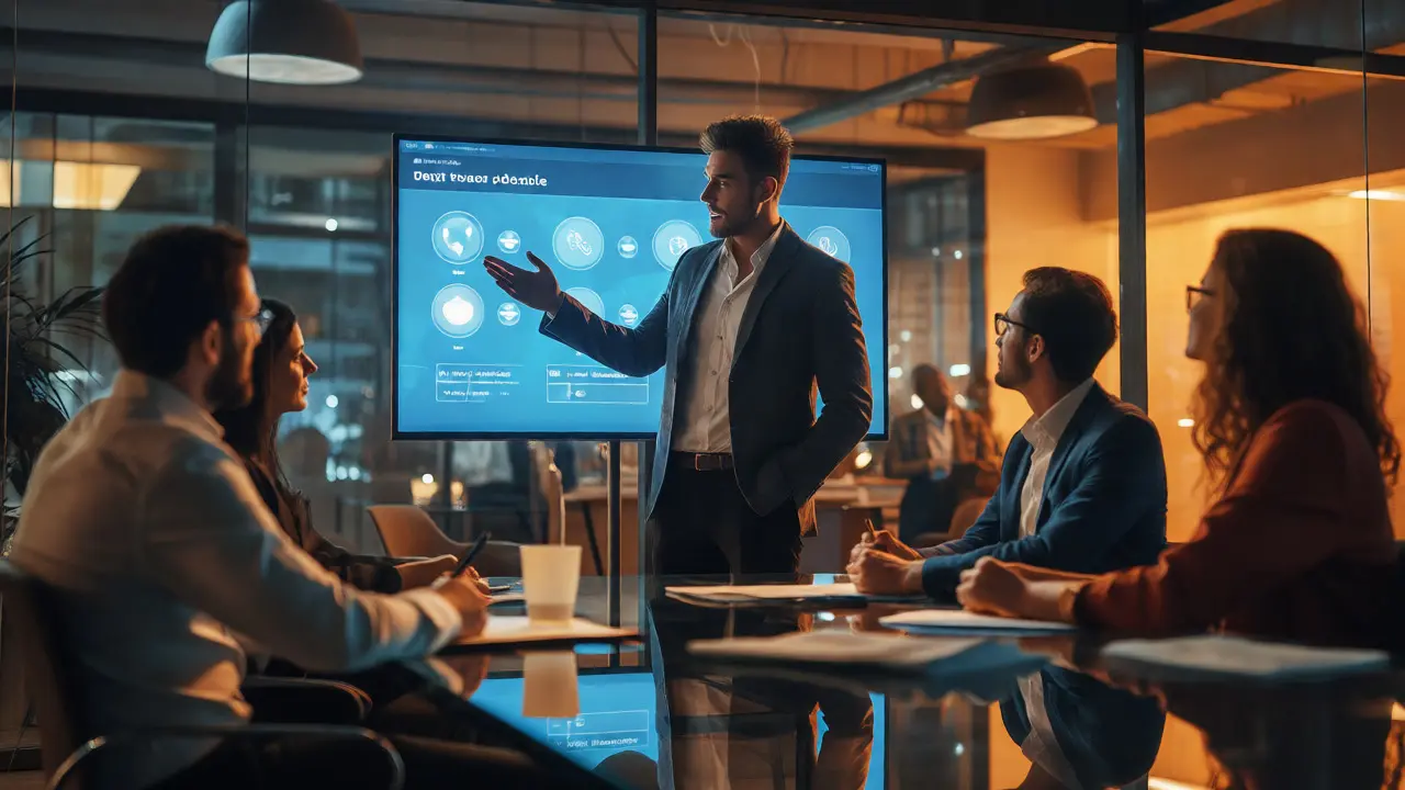 Professional pitching a product prototype to expert investors