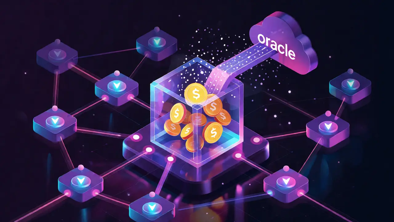 Smart contract cube receiving oracle data in a network